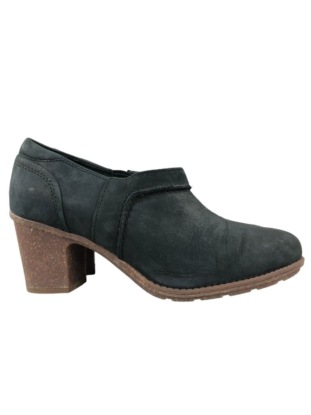 Clarks Women's Size 10W WIDE Sashlin Aleta Black Leather Block Heel Ankle Boots
